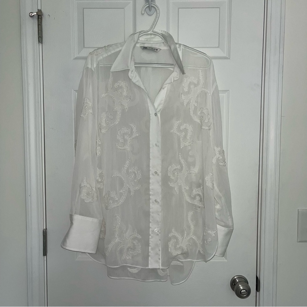 ZARA Embroidered White‎ Limited Edition Blouse